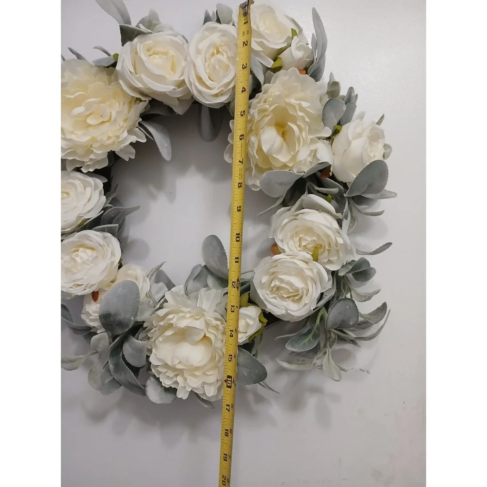 Gorgeous English White Roses & Sage Door Wreath 17